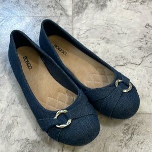 EUC Bongo Denim Ballet Flats with Silver Ring